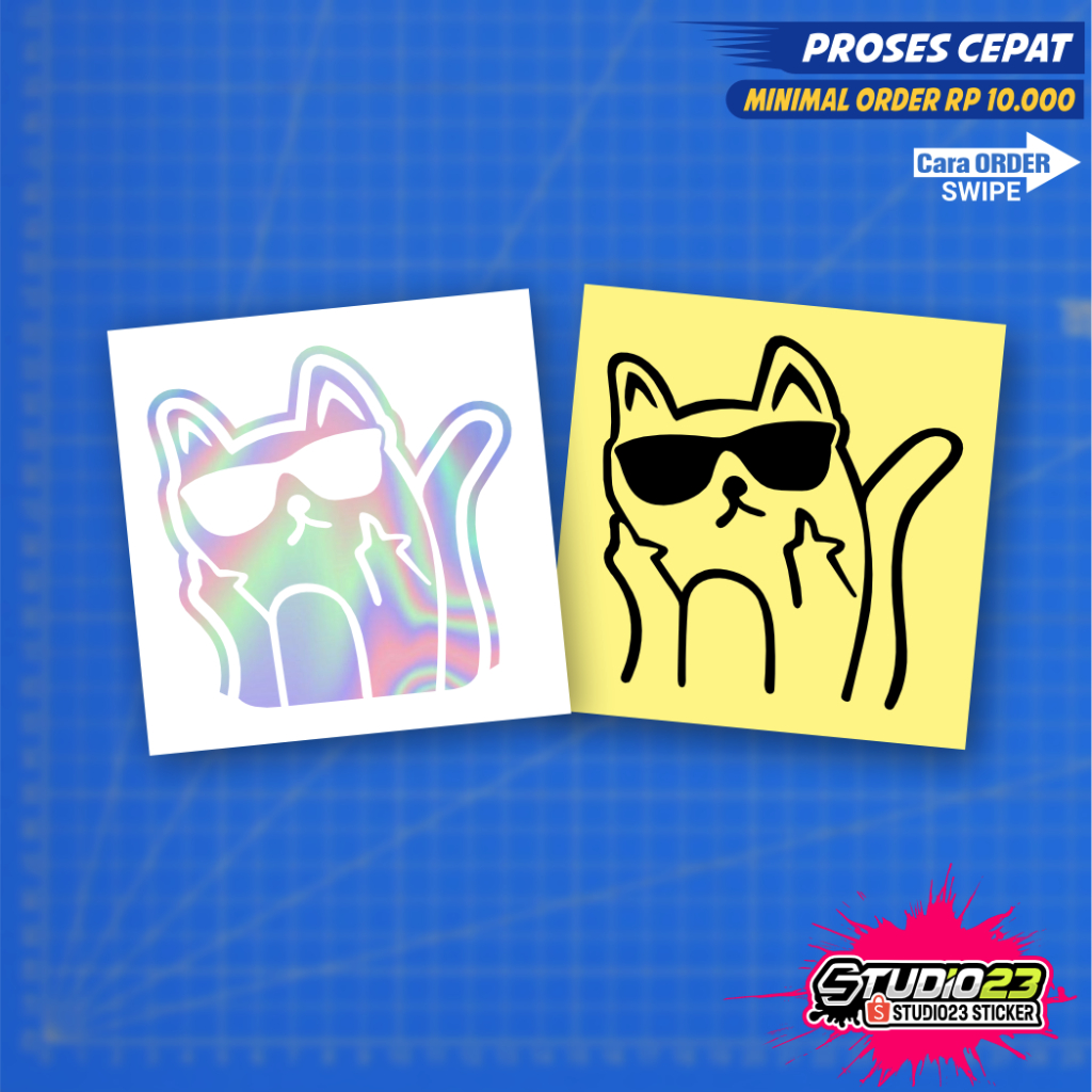 

Stiker Cutting meme kucing cat f*ck you keren kartun hologram