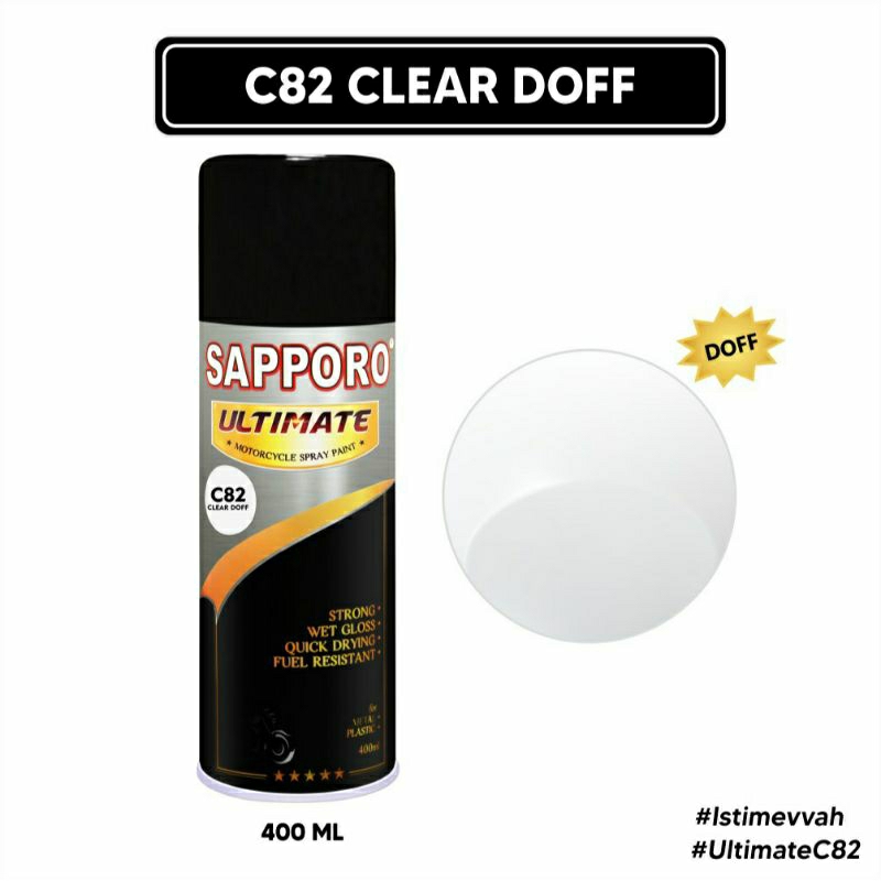 #MAU# Cat Semprot Sapporo Ultimate C82 Clear Doff 400ml Vernis Dof Pernis Dop Pernish Matt Vernis Ma