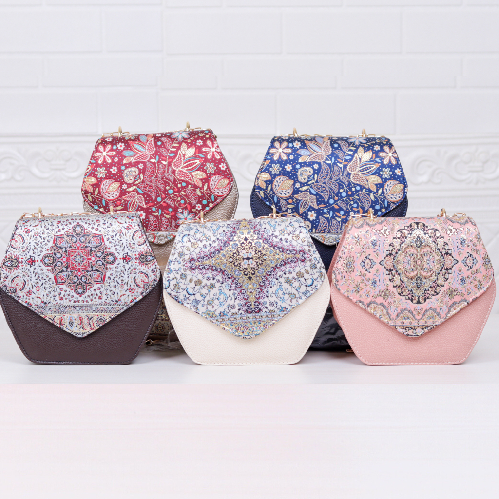 TAS SEGI ENAM TURKI SELEMPANG | TAS TRIANGLE HANDMADE MEWAH SOUVENIR NIKAH OLEH TURKEY HAJI UMROH
