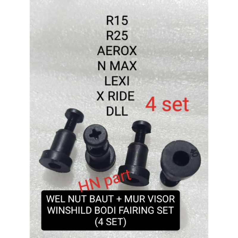 WEL NUT BAUT MUR KARET VISOR WINSHILD FAIRING BODY YAMAHA N MAX VIXION NVL NVA VIXION LED R15 R25 AE