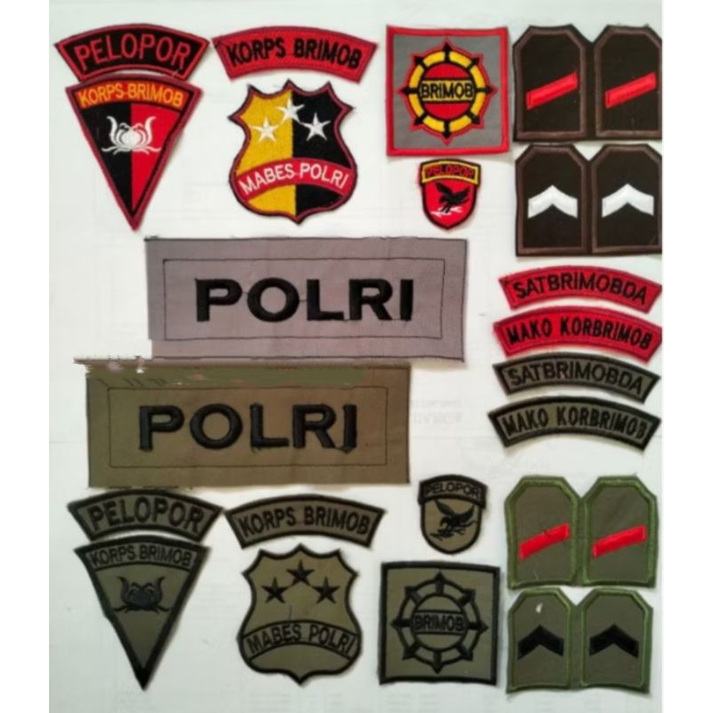 BET BORDIR LOGO LAMBANG POLRI KORPS BRIMOB COKLAT HIJAU PDL