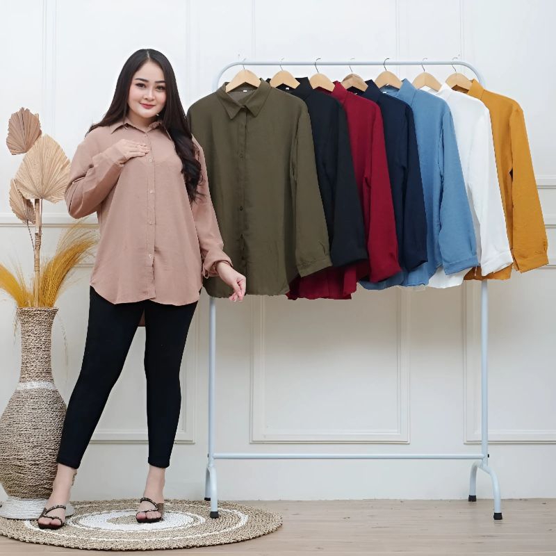 Baju Kemeja wanita crinkle polos