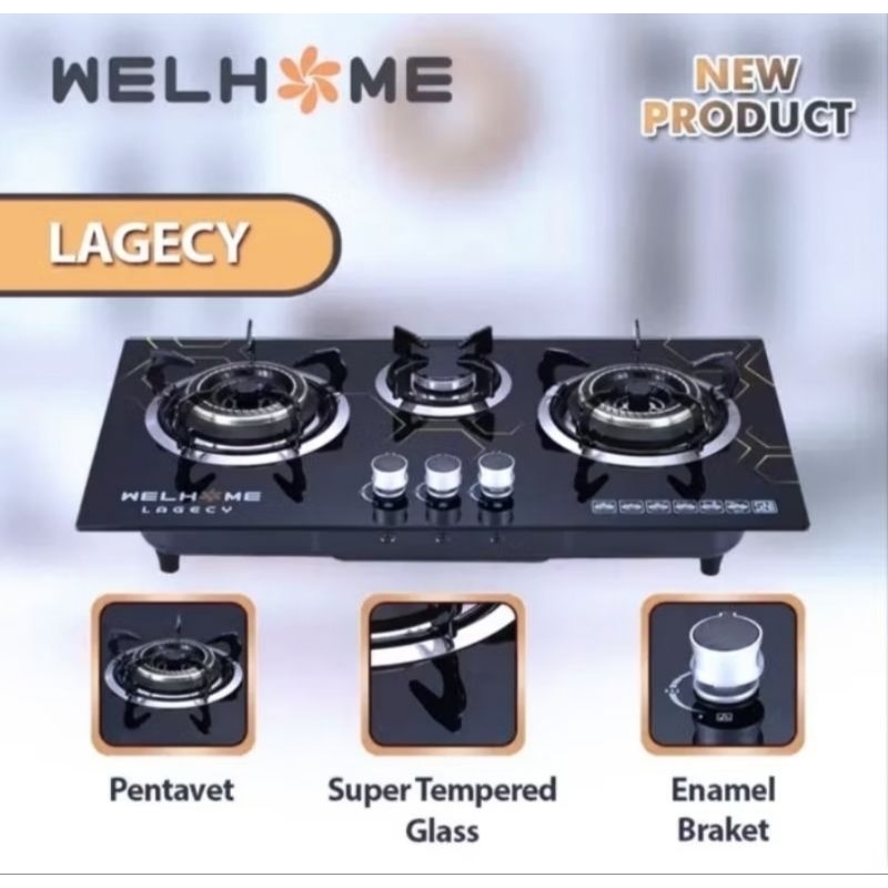 KOMPOR GAS WELHOME LEGACY 3 TUNGKU kompor gas 3 tungku kompor gas 3 mata kompor gas mata 3