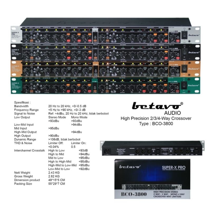 Crossover BETAVO BCO3800 2/3/4 way ORIGINAL High Preccision crossover aktif bco-3800 ala Behringer