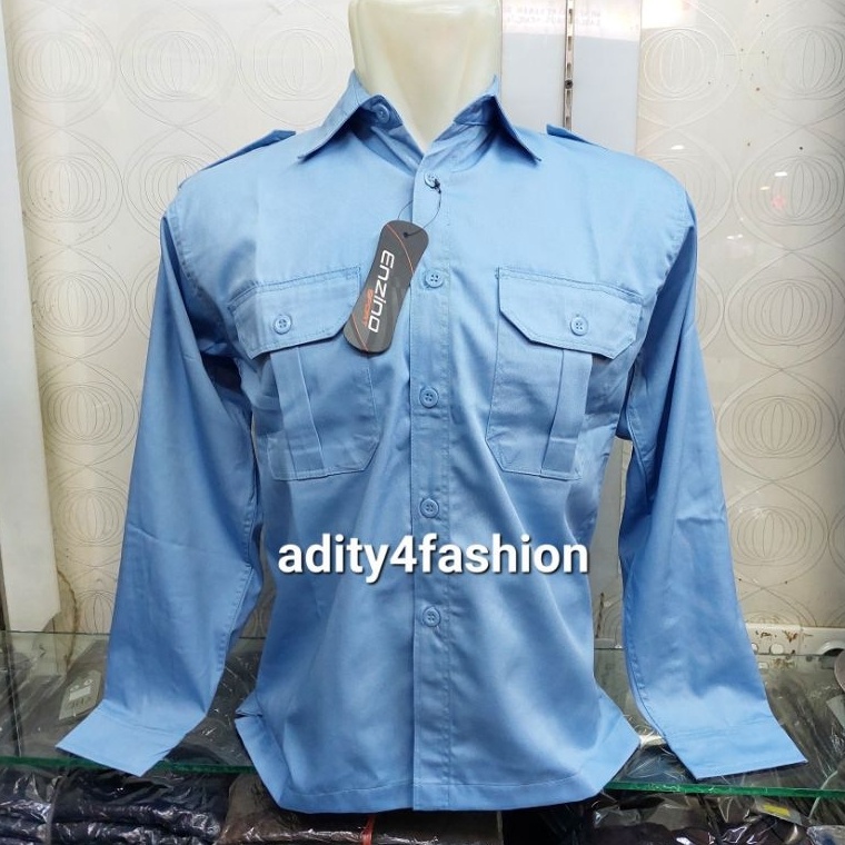Hot Sale Kemeja Enzino Kemeja Kantor Kemja Pdh Biru muda