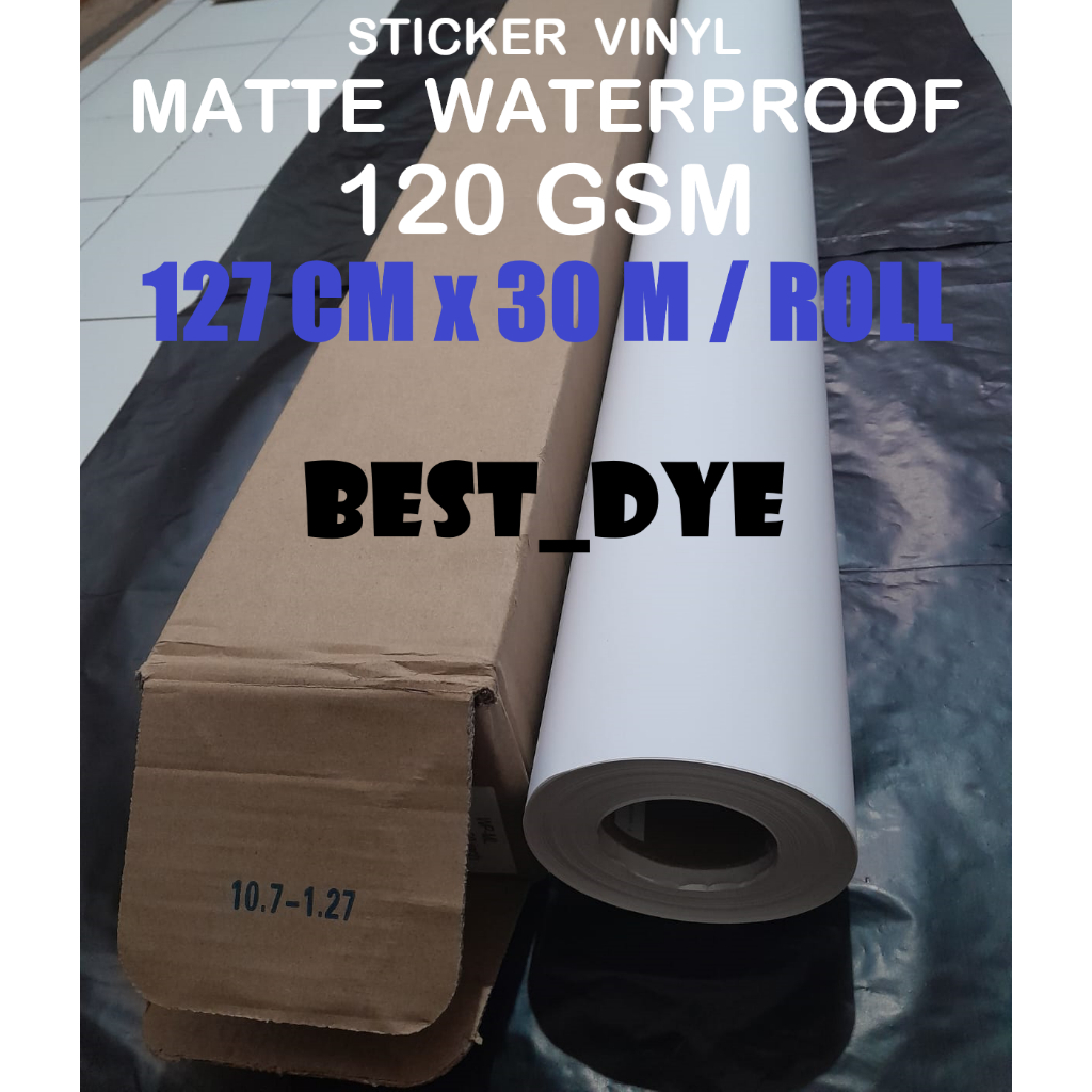 

Sticker Vinyl Inkjet MATTE WATERPROOF 120 GSM , 127 Cm x 30 M, ROLL