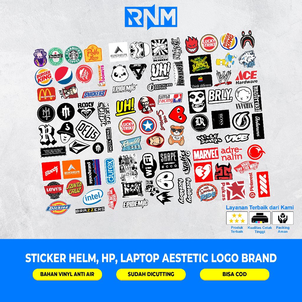 STICKER HELM, HP, LAPTOP AESTETIC LOGO BRAND TERKENAL