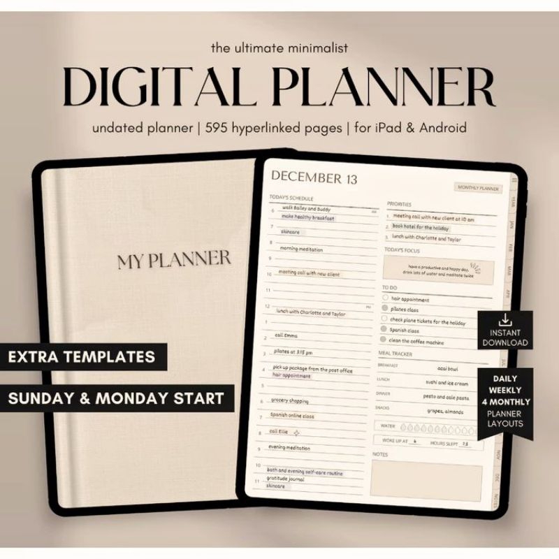 

Digital Planner undated,iPad& android planner,GoodNotes planner,Digital Calender,daili,weekly