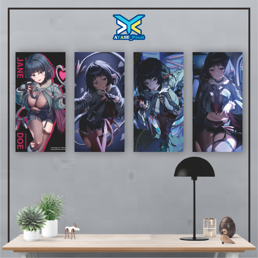 Wall Decor JEAN DOE ZENLESS ZONE ZERO Poster Kayu Hiasan Dinding Kamar Tidur Wallpaper Anime