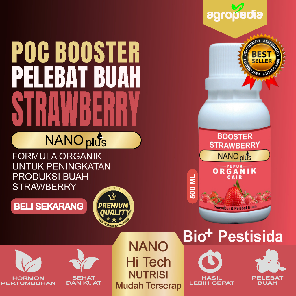 NUTRISI BOOSTER Pupuk Strawberry Agar Cepat Berbuah, Super Pelebat Buah Strawberry ,  Pupuk Perangsa
