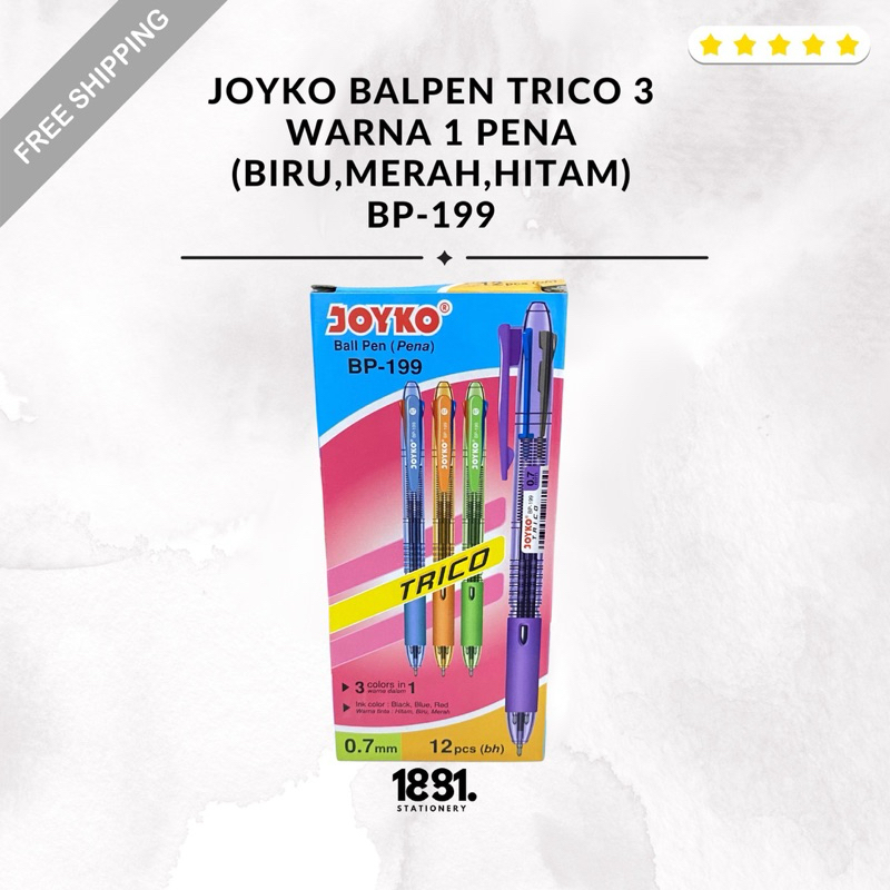 

Balpen Joyko Trico 3 in 1 Bp-199 | Balpen Joyko 3 Warna (0,7) | Balpen Joyko 12 Pcs