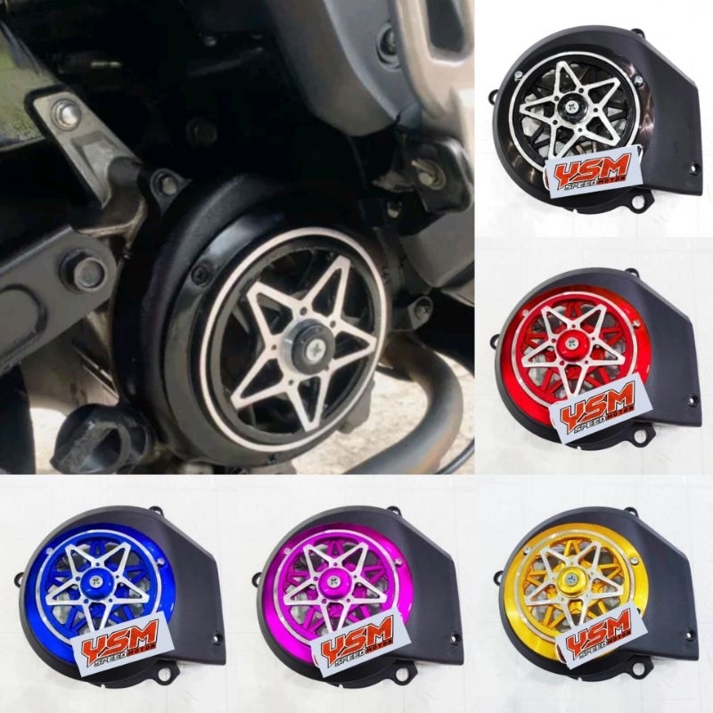 Tutup kipas Mesin Set Spinner putar motif bintang full warna Full alumunium CNC untuk motor Yamaha M
