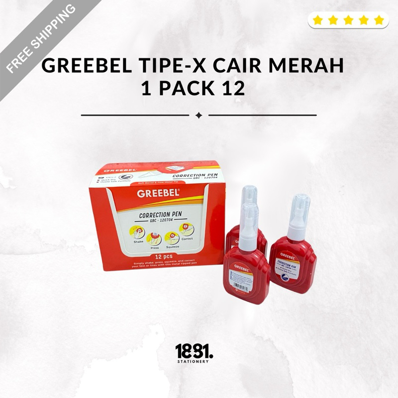 

Greebel Tipe-X Cair Metal Tip Merah | Greebel Tipe-X Cair 12 Pcs | Tipe-X Cair Cepat Kering&Soft Barrel