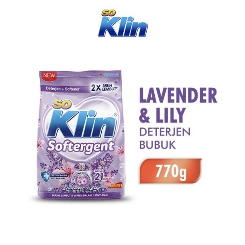 Soklin Softergent Deterjen Bubuk Lavender Lily 720 gr / Deterjen Softergent Bubuk Soklin