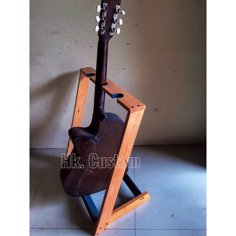 stand gitar rak gitar kayu rak gitar 3 slot