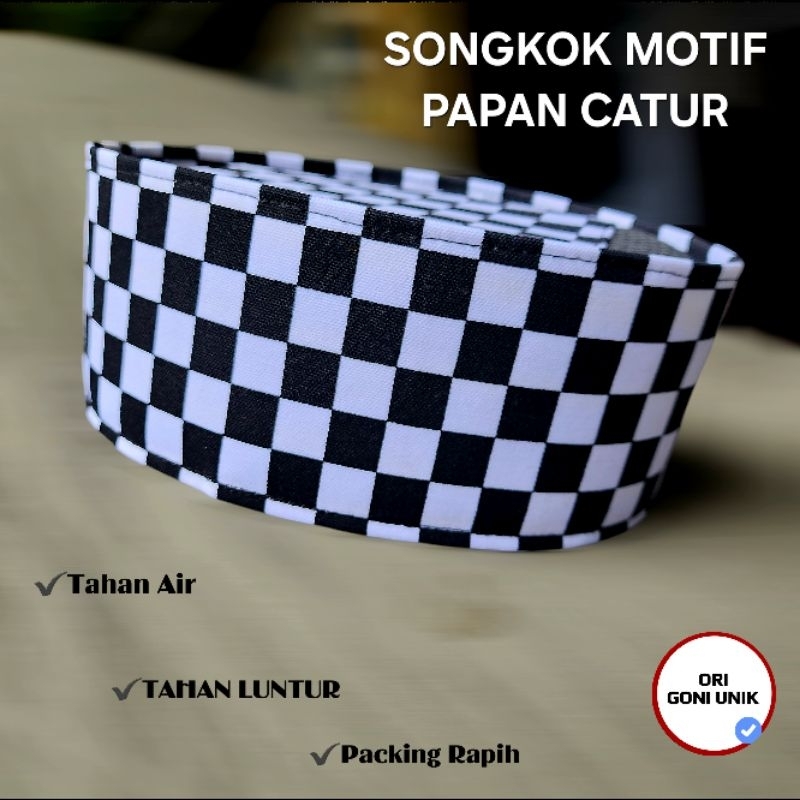 songkok peci motif papan catur unik