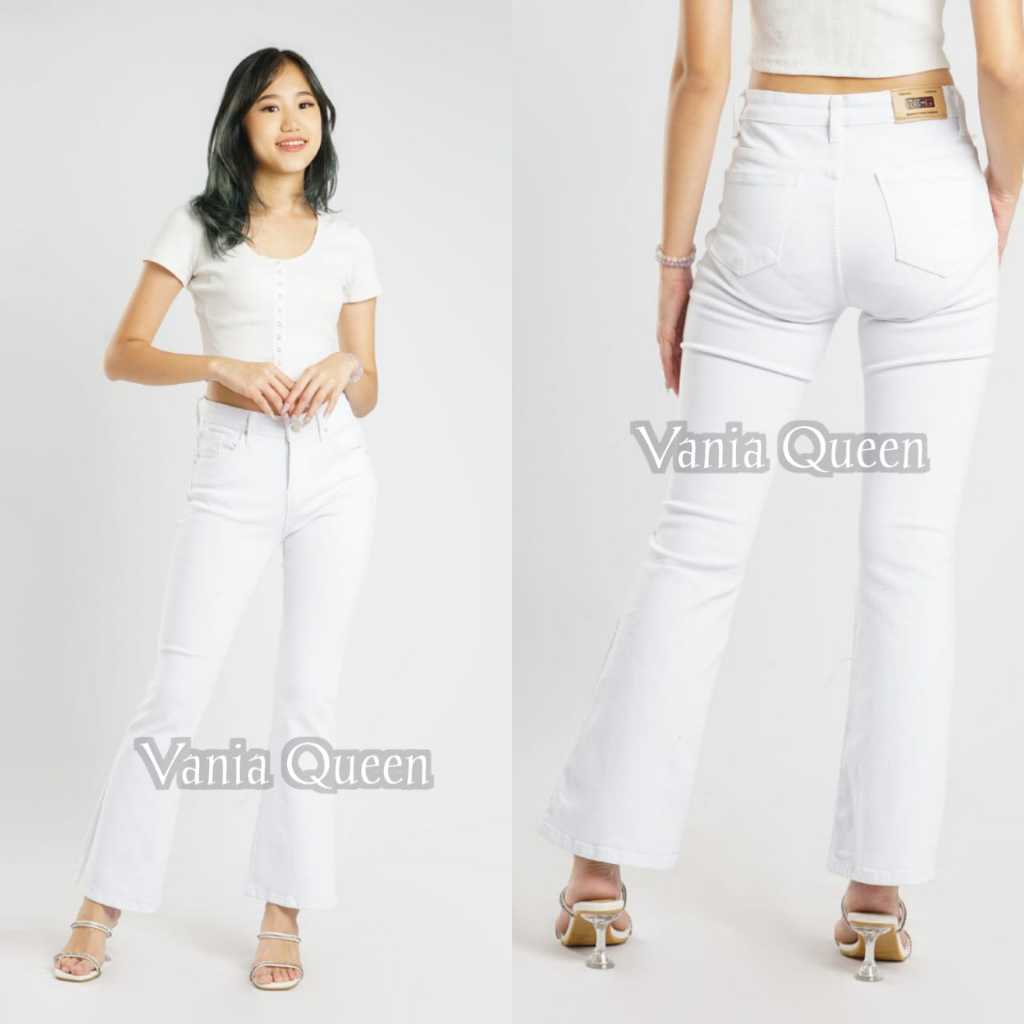 Celana Cutbray Wanita Teraru Cutbray Jeans Putih Wanita Celana Cutbray Pinggang Standar Korean Style