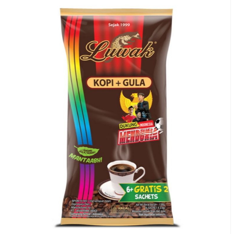 

Luwak Kopi + Gula 6 + 2 x 23g Kemasan Bag Plastik