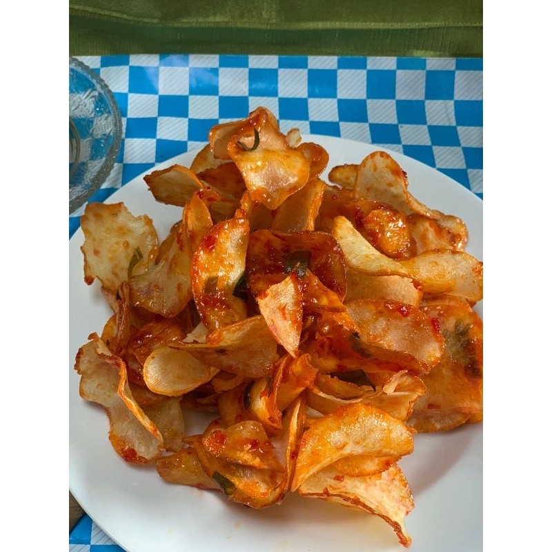 

keripik singkong manis pedas daun jeruk 250gr/cemilan pedas/jajan joy ful