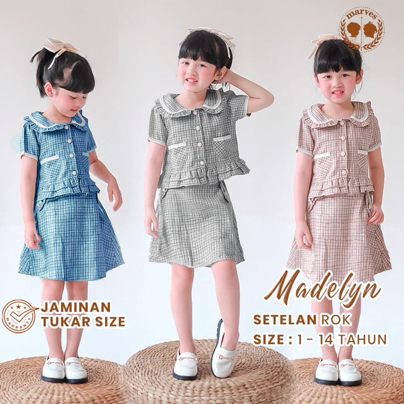 Madelyn setelan anak perempuan bahan tweed