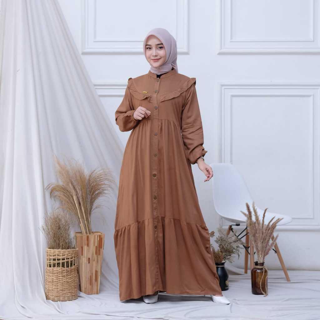 Fatimah Dress - Dress Rayon Twill Premium - Gamis Wanita Busui - Gamis Rempel