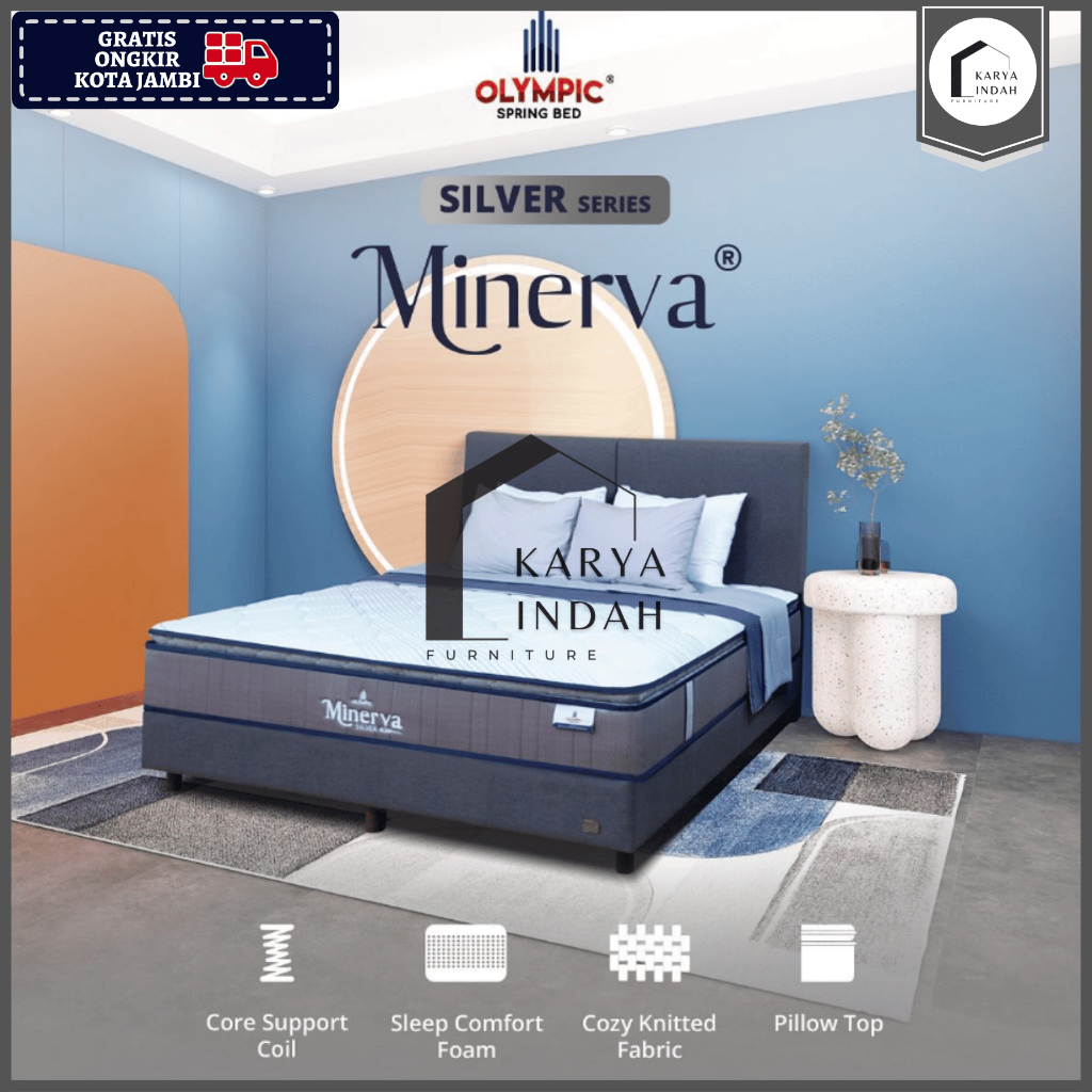 Springbed OLYMPIC MINERVA PLUS PILLOW TOP - Kasur Matrass Mattress Ranjang Pillowtop SILVER SERIES