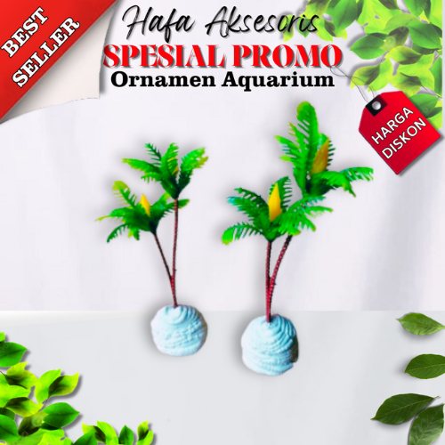 Hiasan Aquarium Ornamen Akuarium dan Dekorasi Aquascape Tanaman plastik kelapa mini
