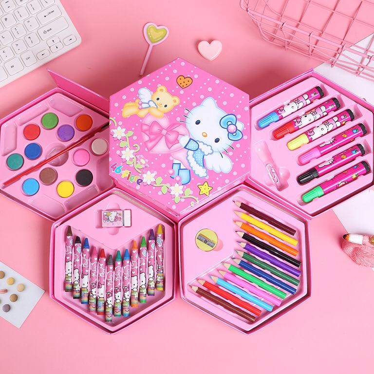 

Best Price JUALLARISIDCrayon set 46pcs 4in1 pensil cat warna alat seni pensil cat menggambar melukis