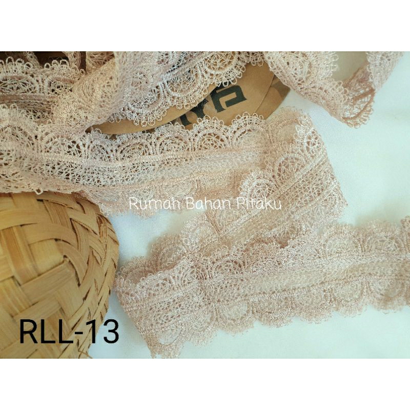 Harga per-Rol (Isi 5 Yard = 4,5 m) RENDA GYPER WARNA MILO (6CM), Renda Giper, Renda Zipper, Renda Ga