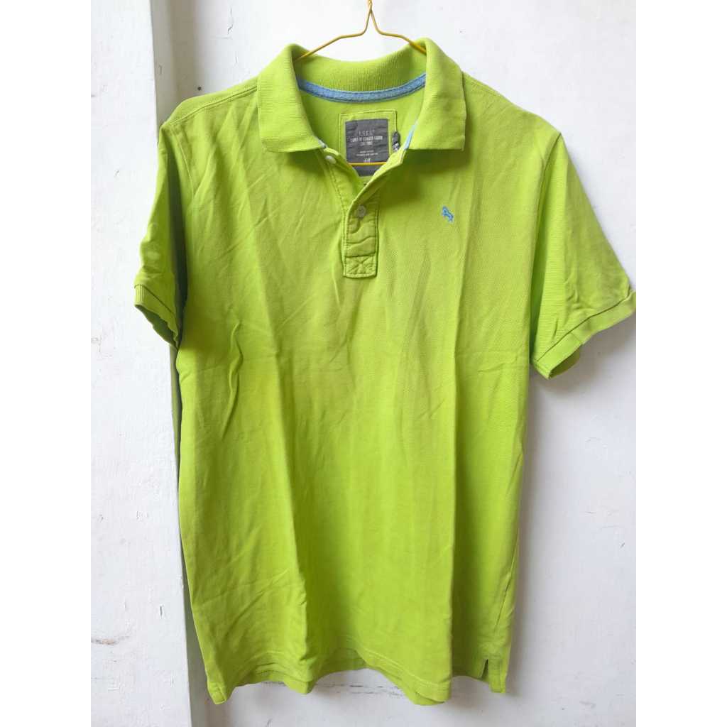 Baju Pria Kaos Polo H&M Hijau Lime