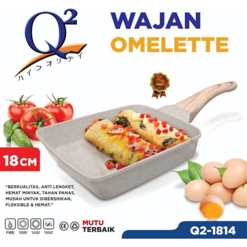 Q2 wajan omelet persegi ukuran 18 cm