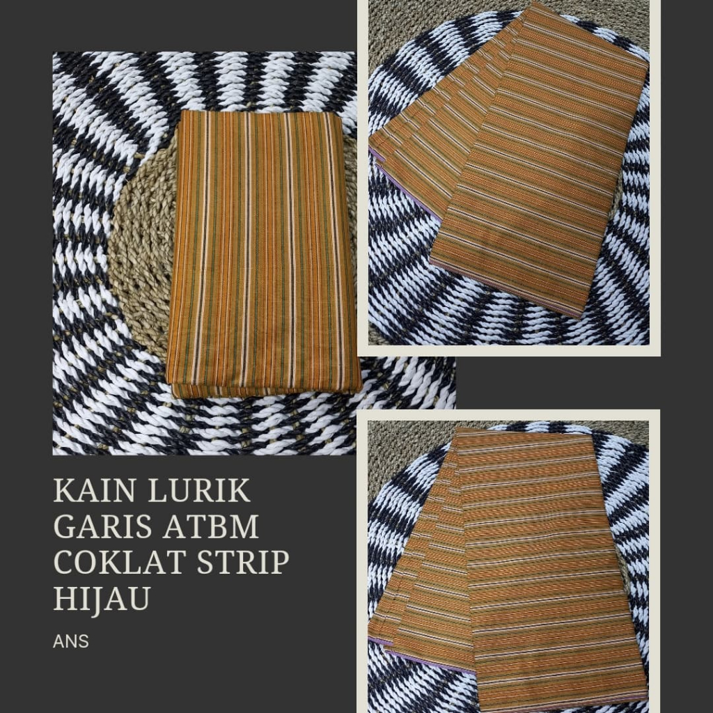 Kain Lurik Garis ATBM Coklat Strip Hijau