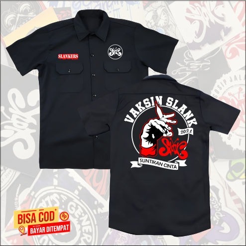 KEMEJA WORKSHIRT SLANK VAKSIN SLANKERS DISTRO BAND