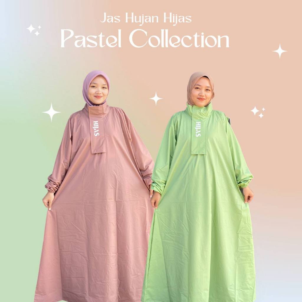 Jas Hujan Gamis Hijas Hijaz | Jas Hujan Muslimah Jumbo | Jas Hujan Syari | Mantel Wanita | Jas Hujan