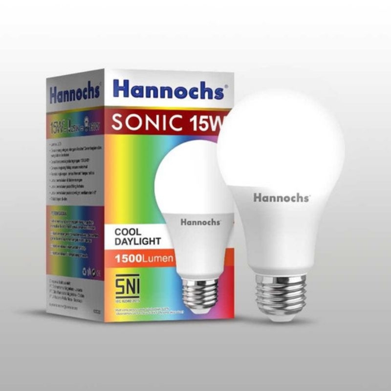Lampu Bohlam LED Hannochs Sonic 15 Watt / Cahaya Putih / Cahaya Kuning