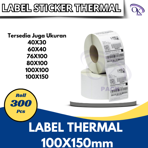 

MRH1 KERTAS STICKER THERMAL 100x150 mm 300 LEMBAR / LABEL THERMAL / STICKER LABEL THERMAL RESI 300