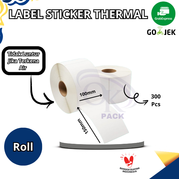 

InJO LABEL STICKER THERMAL 100 X 150 mm 100x150 4x6" isi 500pcs ukuran A6