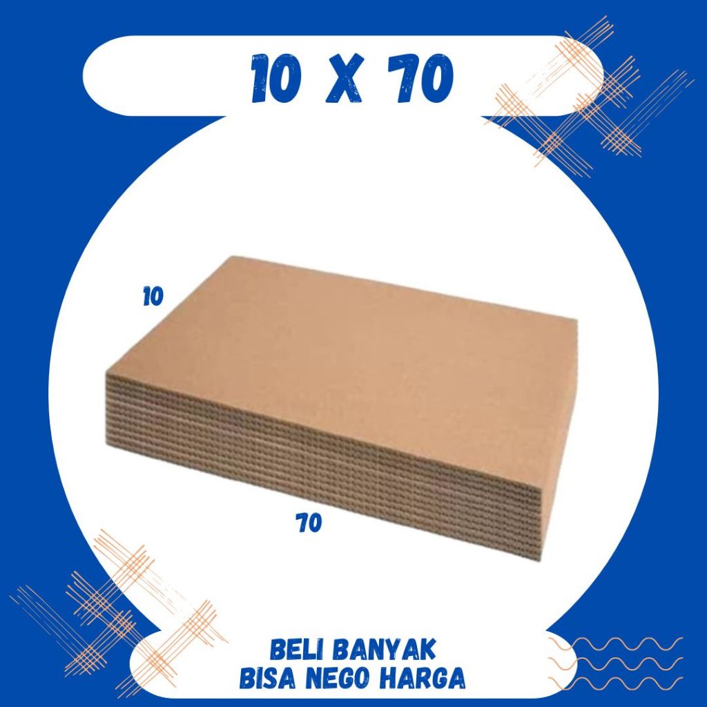 

Kardus Lembaran 10x70 / 10x60 / 10x50 / 10x40 / 10x30 / 10x20 Sheet Polos Single Wall Packing Karton Coklat Warna Packing