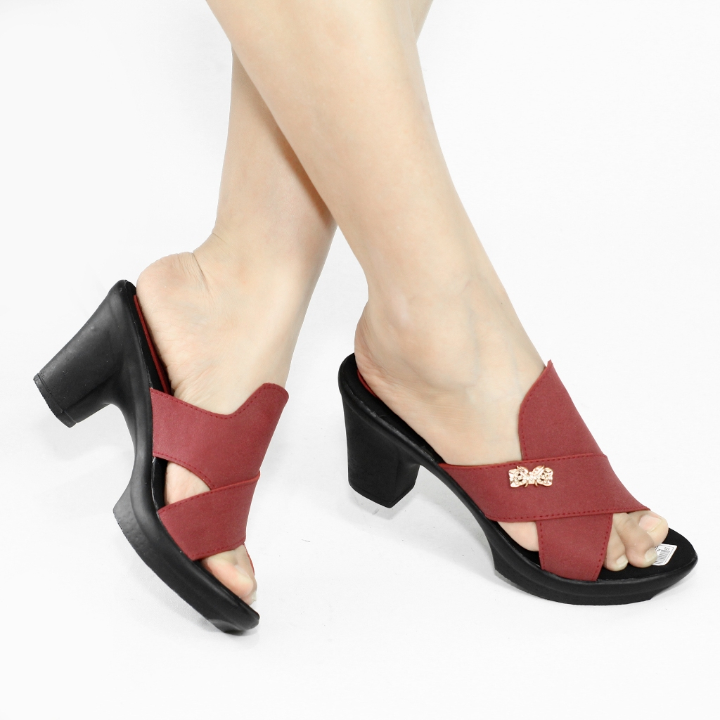 SANDAL WANITA WEDGES SELOP SLOP TINGGI HAK HEELS KONDANGAN KEKINIAN TERBARU TERLARIS KARET HAK02
