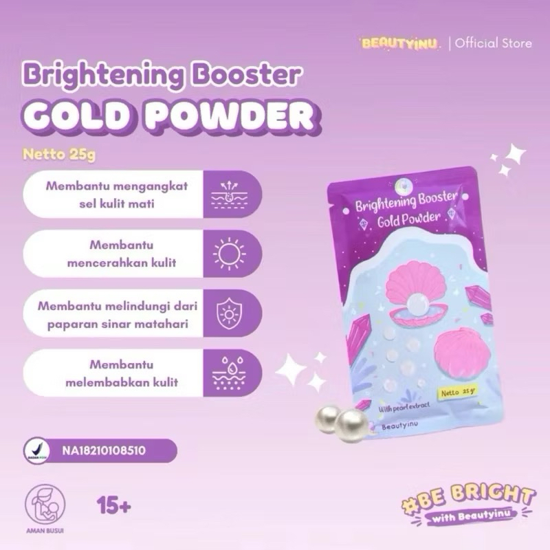 Beautyinu Brightening Booster Gold Powder Serbuk Pemutih Badan & Wajah