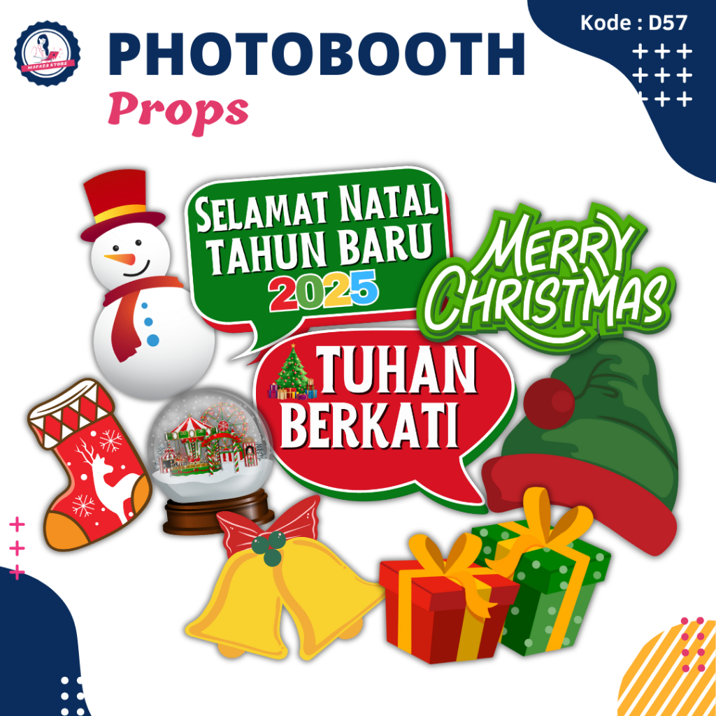 Photobooth Props Natal / Perlengkapan Merry christmas / pernak pernik natal dekorasi pesta foto boot