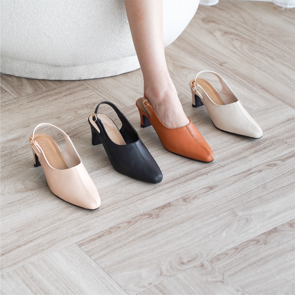 ZODE Oasis Heels | Sepatu Sandal Heels Hak Tinggi Wanita 5 cm | Black, Camel, Ivory, Cream