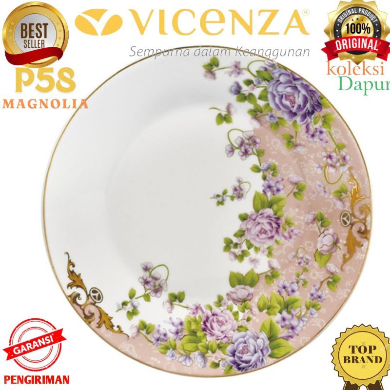 Piring camilan VICENZA paket 6 pcs piring porcelain (keramik berkualitas tinggi), higienis, aman unt