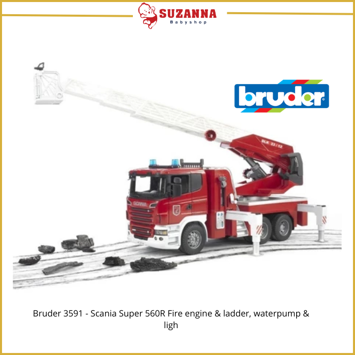 Bruder 3591 - Scania Super 560R Fire engine & ladder, waterpump & ligh