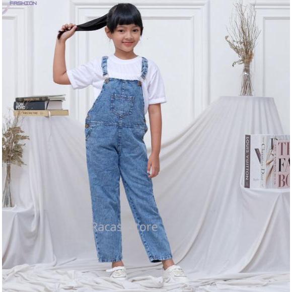 Overall Jeans Anak Laki Perempuan 2 tahun -12 tahun Celana Panjang Kodok Bahan Denim Berkualitas