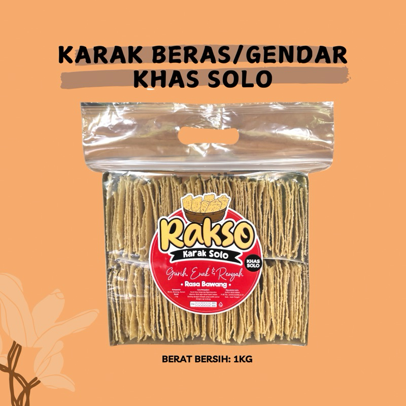 

1KG KARAK BERAS/GENDAR KHAS SOLO RAKSO. RASA BAWANG. KRUPUK GENDAR/PULI/LEMPENG