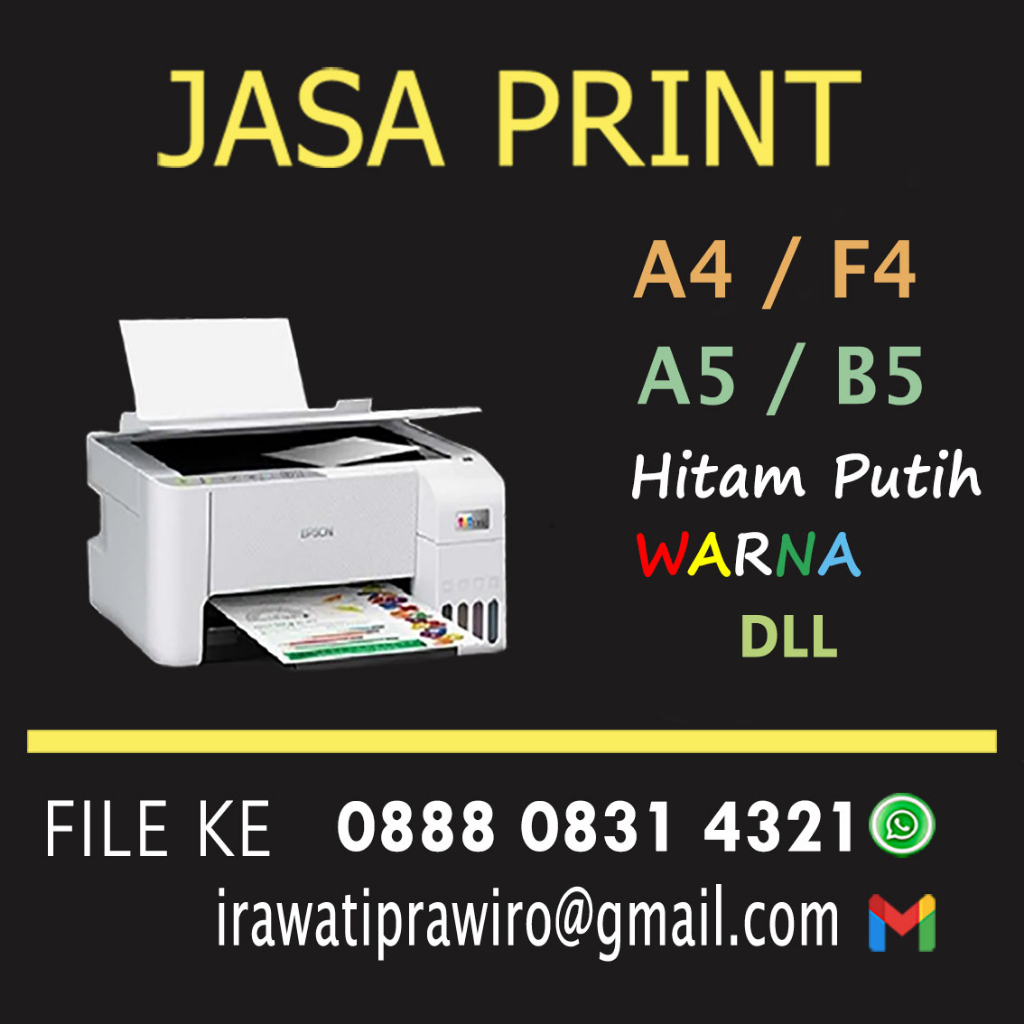 

JASA PRINT A4 LETTER B5 A5 F4 CETAK DOKUMEN WARNA HITAM PUTIH