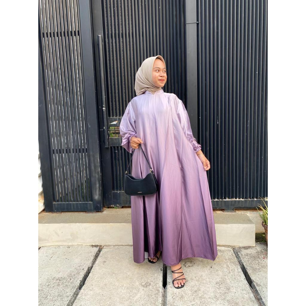 LNY MIRANA GAMIS MUSLIMAH GRADASI POLOS/BAHAN SUTRA SILKY ALL SIZE XL