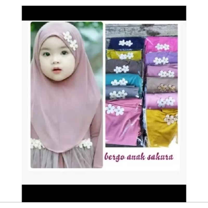 BERGO ANAK SAKURA JERSEY ADEM HIJAB BUNGA PUTIH