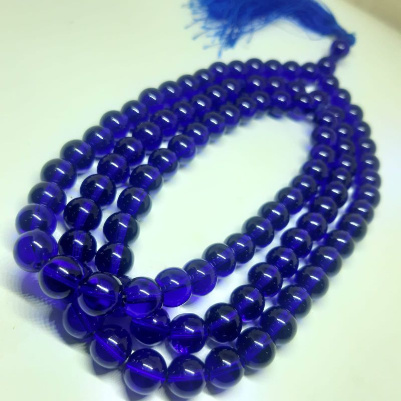 Tasbih batu blue safir 10mm 99butir kristal